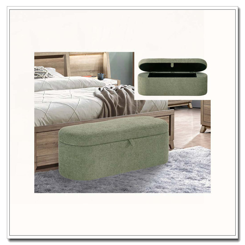 Banc de rangement rembourré, Vert clair