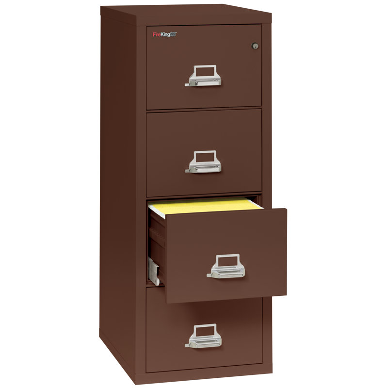 Fireproof 4 - Drawer File Cabinet, Brown, E-Lock