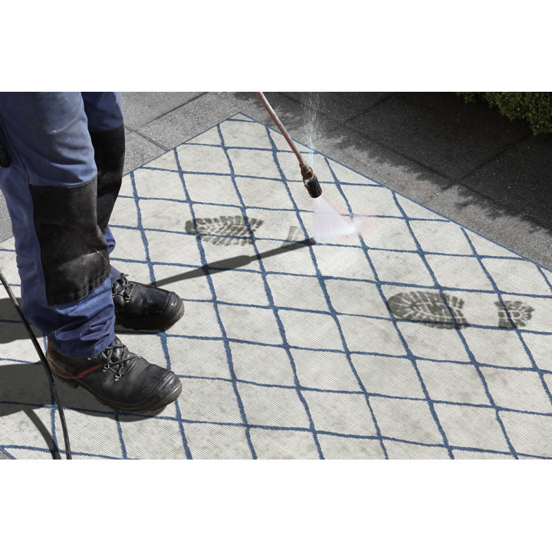 Malaga Machine Woven Blue/Cream Indoor / Outdoor Rug, Runner 80 x 350 cm