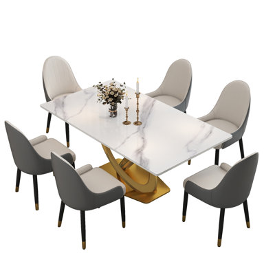 Zagan 6 - Person Pedestal Dining Set