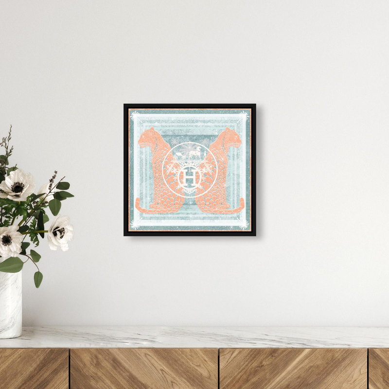 Casablanca to Paris Peach Print Glam Jungle by Oliver Gal, Black Frame, 12 x 12, 13"H x 13"W, Black Frame