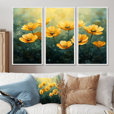 «Dahlia Flower Summer Horizons II» - art mural Dahlia - ensemble de 3