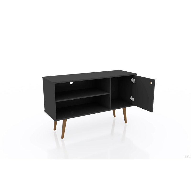 Meuble télé Liberty, Noir avec bois exposé