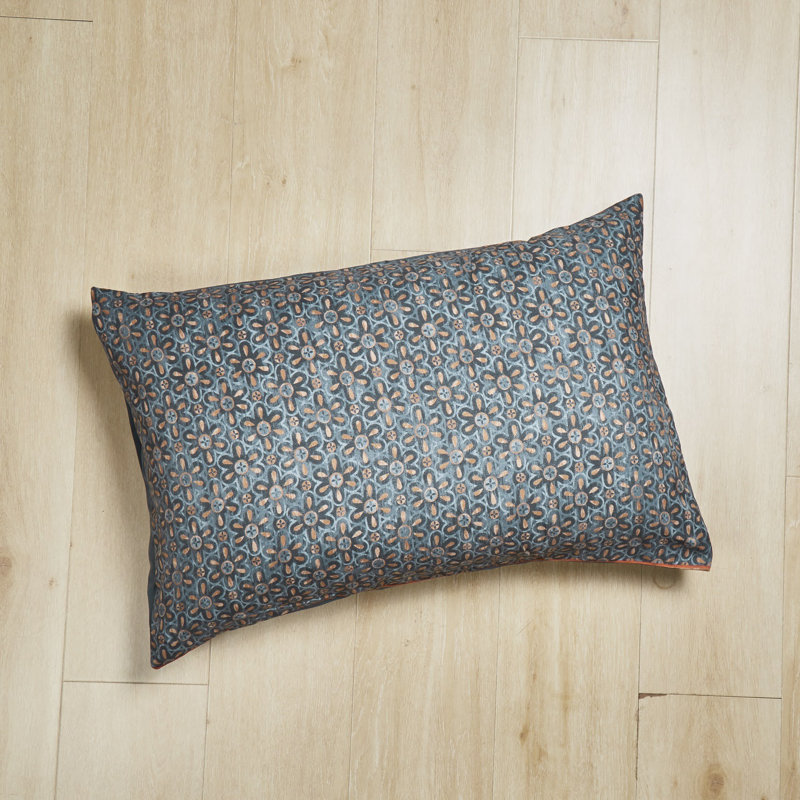 Taie d'oreiller en microfibre royale, Treillis floral, Bleu sarcelle marine