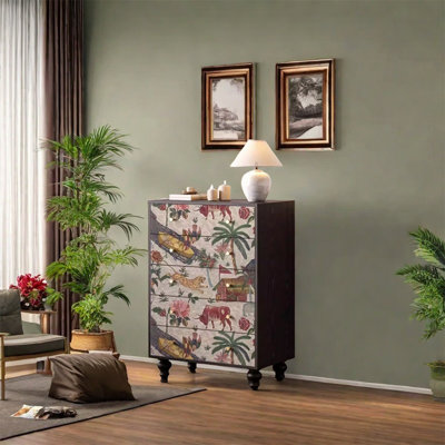 Armoire de rangement à cinq tiroirs en pin pour l'organisation