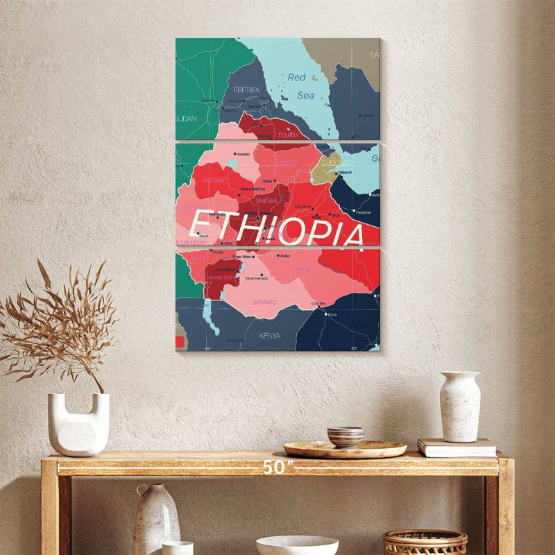 Aliaz, Éthiopie, carte détaillée, H 38 po x l 24 po