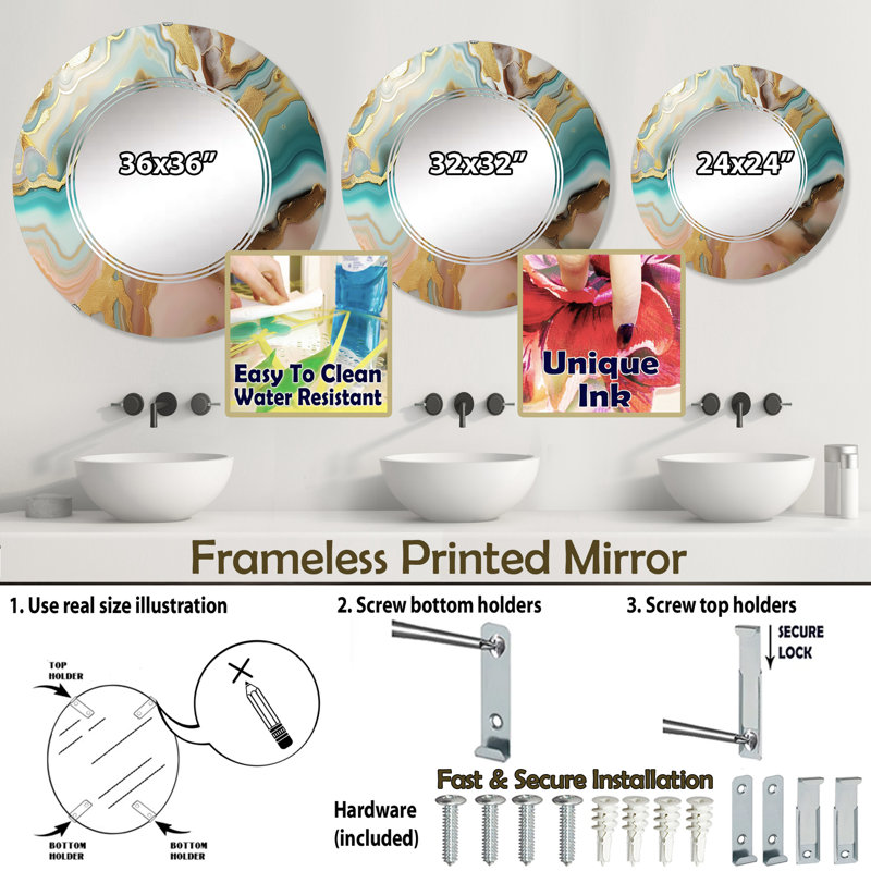 Miroir mural rond Kinderhook, 24 po x 24 po