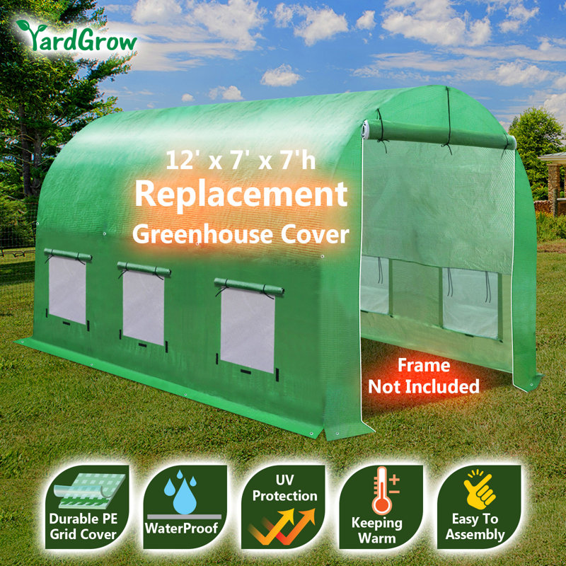 Greenhouse Replacement Cover for 12'X7'X7' Walk in Frame , Support Arch Frame Climbing Plants/Flowers/Vegetables （Only Cover, Frame is not Included)