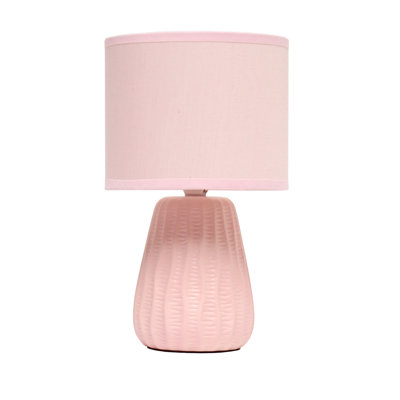 Mini lampe de table de chevet 11,02 po à texture moderne en céramique pastel avec abat-jour en tissu assorti pour la décoration intérieure, la chambre à coucher, la table de chevet, le salon, le vestibule