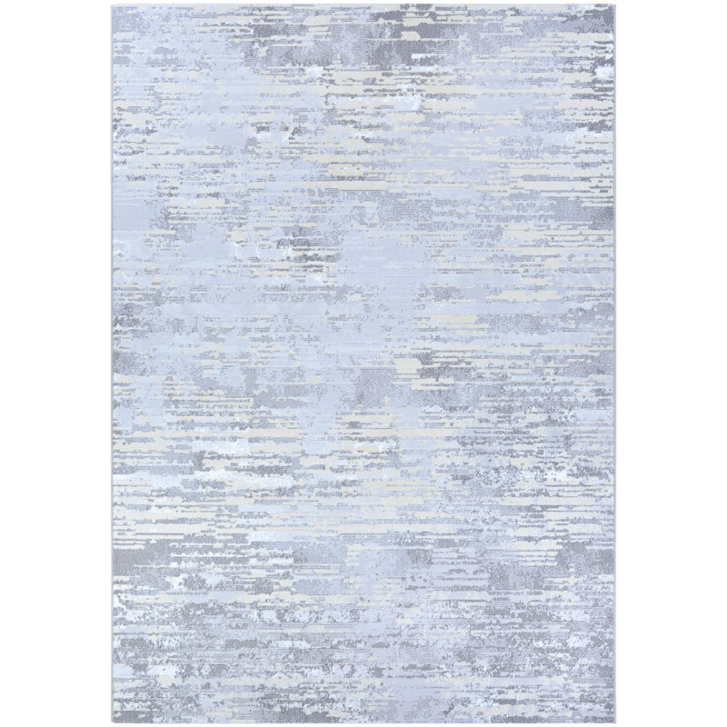 Driggers Abstract Light Grey Champagne Performance Area Rug, Rectangle 5'3" x 7'6"