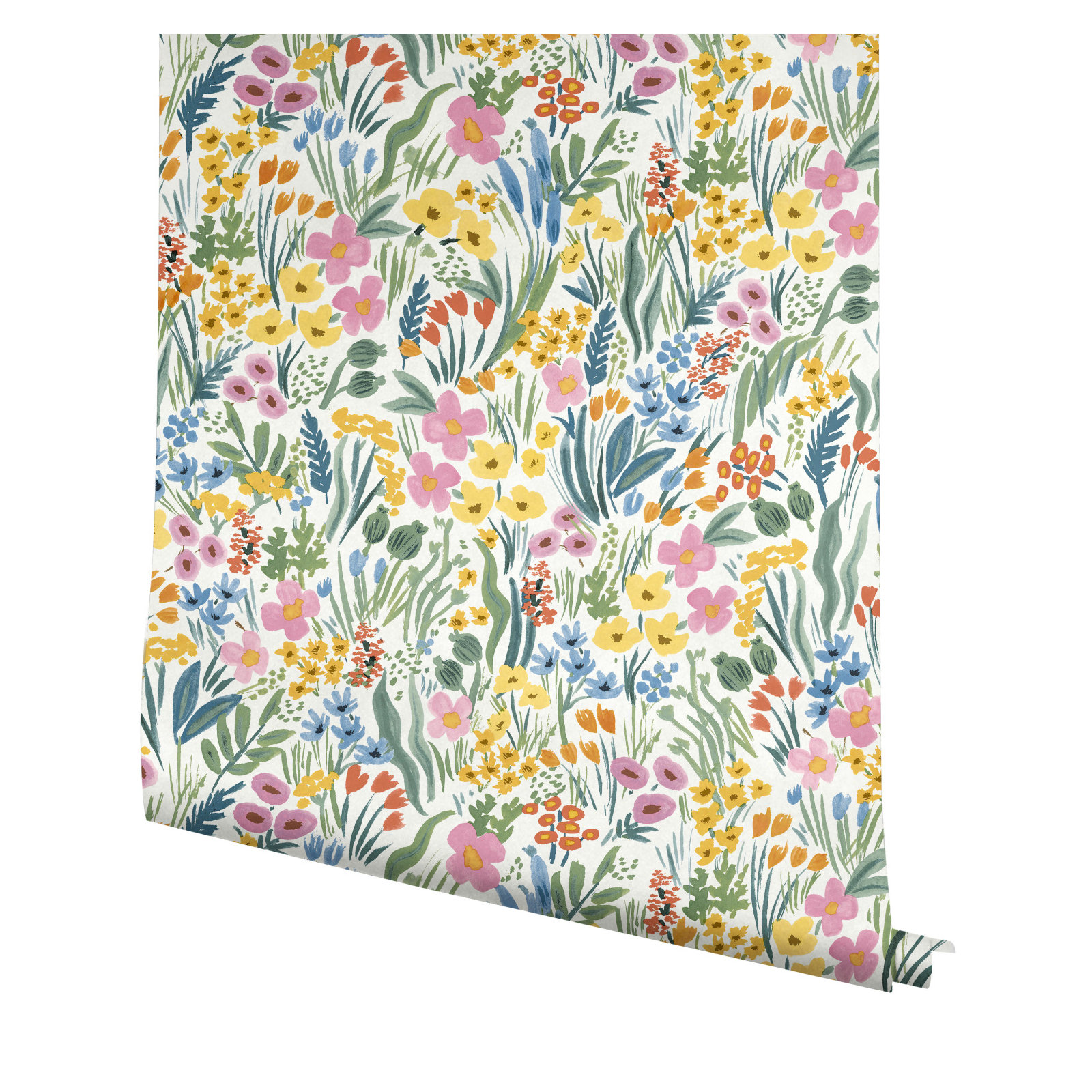 Lea Peel & Stick Wallpaper, White/Pink/Yellow
