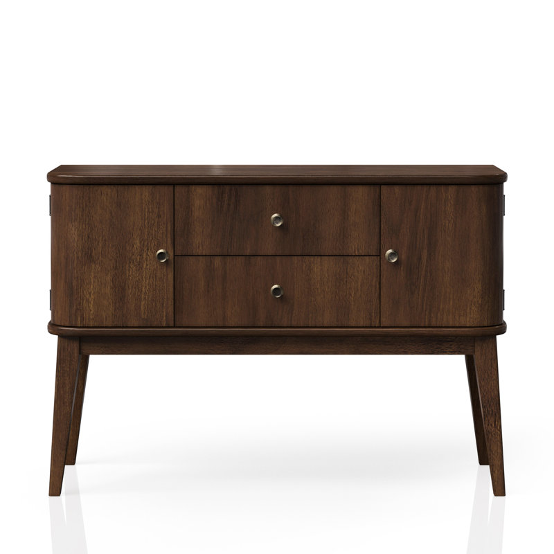 Buffet moderne du milieu du siècle, fini cerisier, avec 2 tiroirs et armoires en bois massif, style antique.
