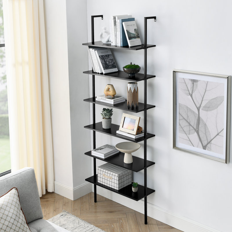 Kuiper 215cm/84.65inch 6 Tiers Ladder Bookshelf, Black