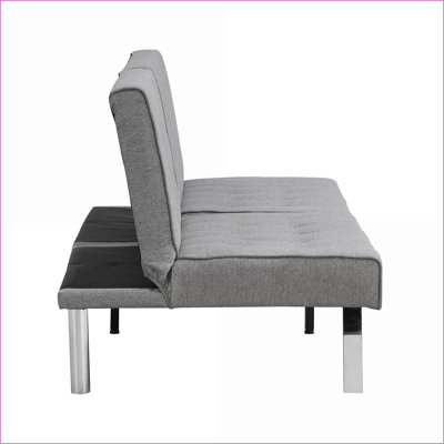 Sofas Couches, Wood Frame Stainless Steel Leg Slate Gray Sofa Bed for Living Room Bedroom Dorm | Grey | Fabric