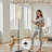PeeNoke 68.5" Standing Floor Lamp Abstract Beige Brown Flowing Line Organic Curves Dimmable Metal Pole Lamp with Linen Lampshade LED Bulb Included
