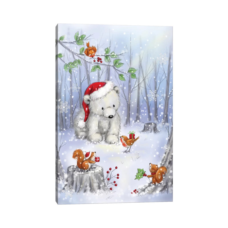 Polar Bear In Wood I by MAKIKO - Wrapped Canvas Print, 20.32 cm H x 30.48 cm W