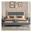 Grand cadre de lit tapissier grand avec lumières DEL, lit plateforme moderne en velours avec tête de lit capitonnée, gris