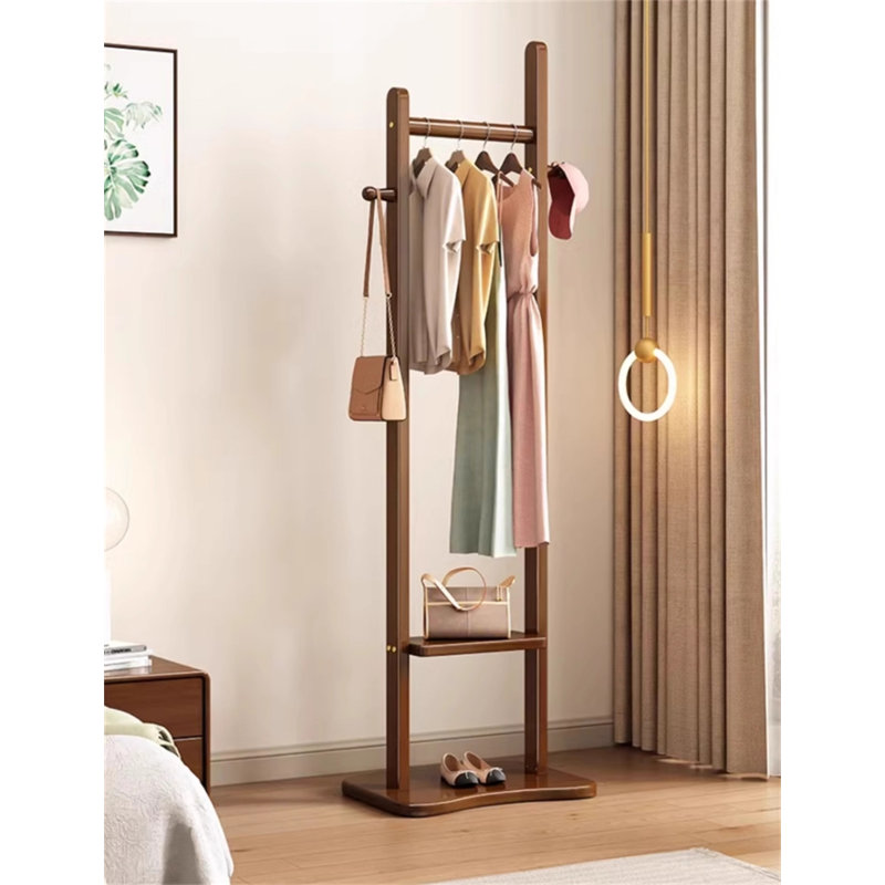 Aesthetic Solid Wood Clothes And Hat Stand, Brown