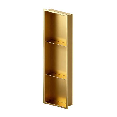 Niche de douche rectangulaire en laiton brossé 12 po x 36 po