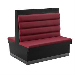 Cabine double en mélamine L 47 po x H 46 po avec siège rembourré bourgogne et dossier à 4 canaux, H 46 po x l 47 po x P 43 po