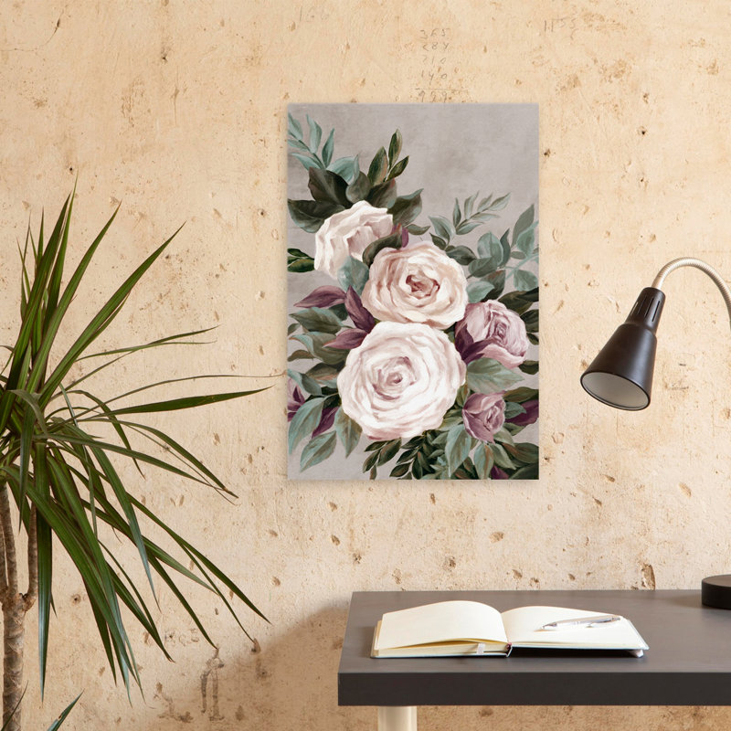 Roses et feuilles, épines et grâce artistique, H 24 po x l 16 po