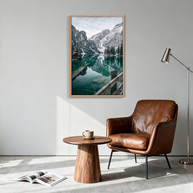 Ensemble de 1 tableau sur toile représentant un lac de montagne, H 48 po x l 36 po, Naturel