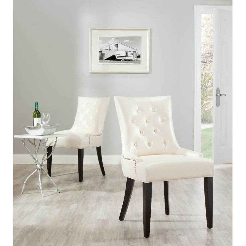 Baumgarten 49.53cm H Tufted Upholstered Parsons Chair, Espresso, Cream