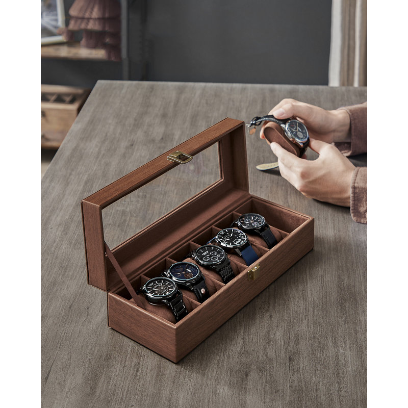 Charleyne Steel Watch Box +, Brown
