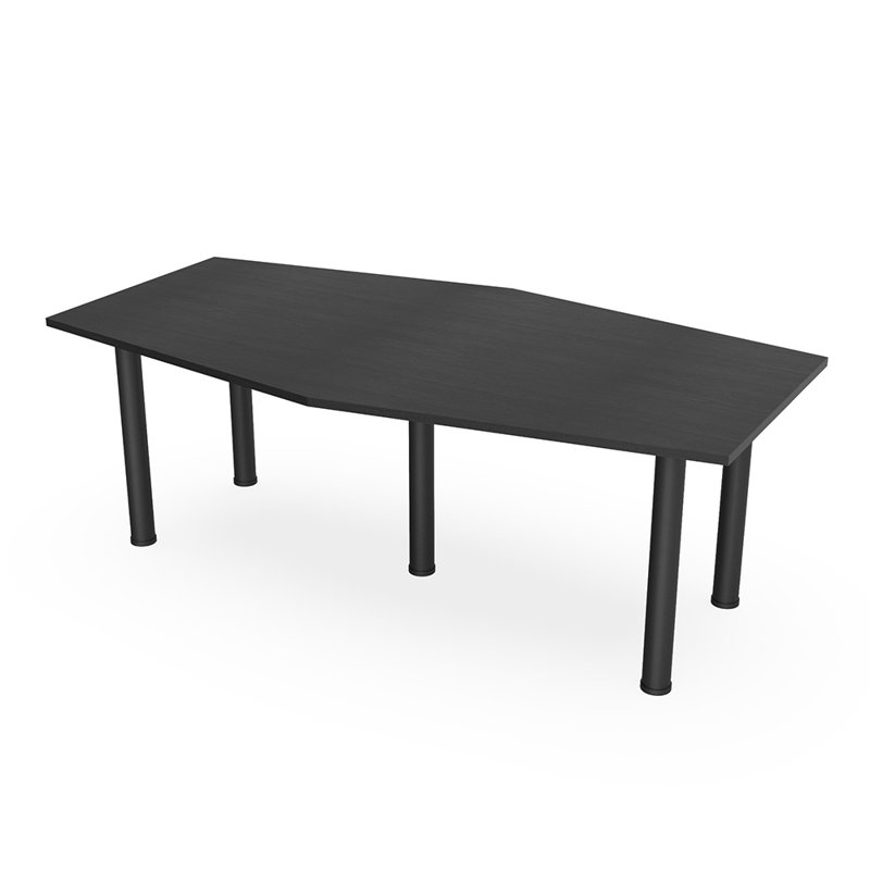 Table hexagonale avec pieds Nyemia, L 84 po x l 48 po, Cyprès noir, Noir mat