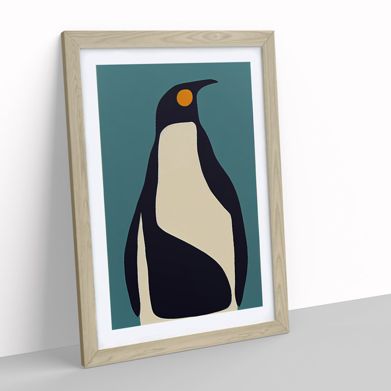 XV1022-3483X Penguin In Abstract No.3 - Print, Oak Framed Paper, White, 64cm H x 46cm W
