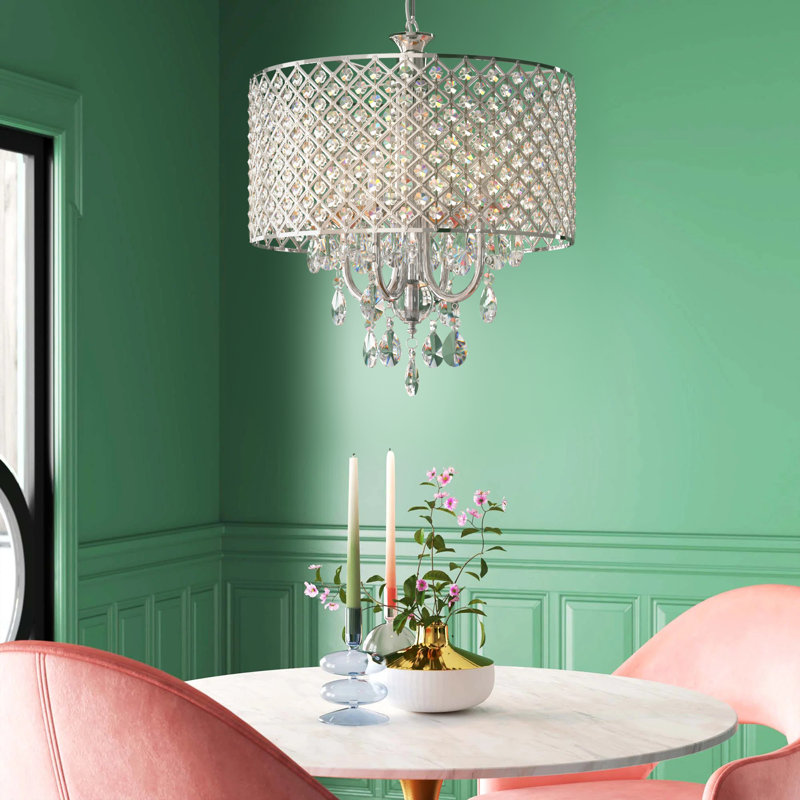 Ivonna 4 - Light Dimmable Drum Chandelier, Chrome