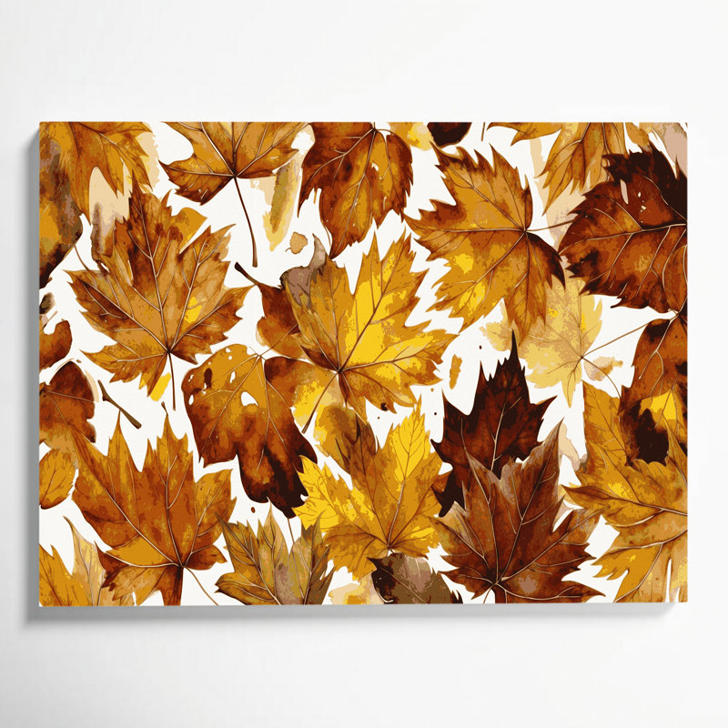 "Botanical Beech Leaves", art mural sur toile brune, H 20 po x l 24 po