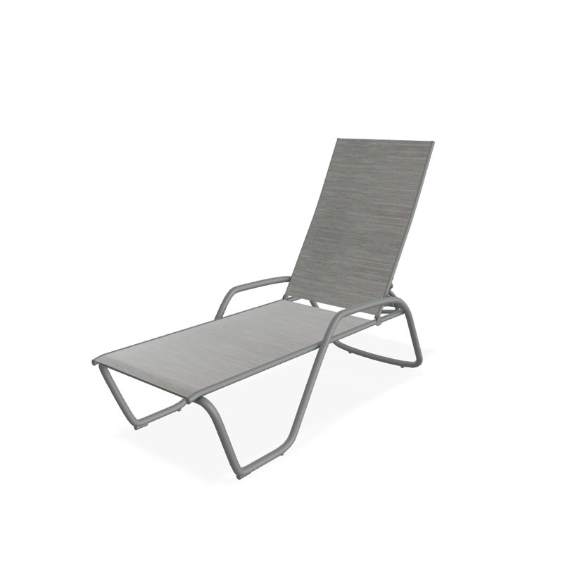 Outdoor Rust-Resistant Metal Chaise Lounge, Textured Graphite, Sicily