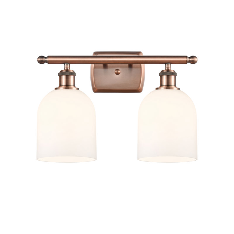 Allysson 2 - Light Dimmable Vanity Light, Glossy White, Antique Copper