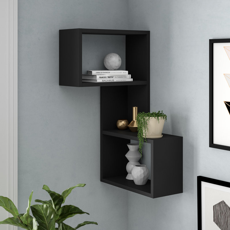Arev Wall Mounted Corner Shelf, Anthracite