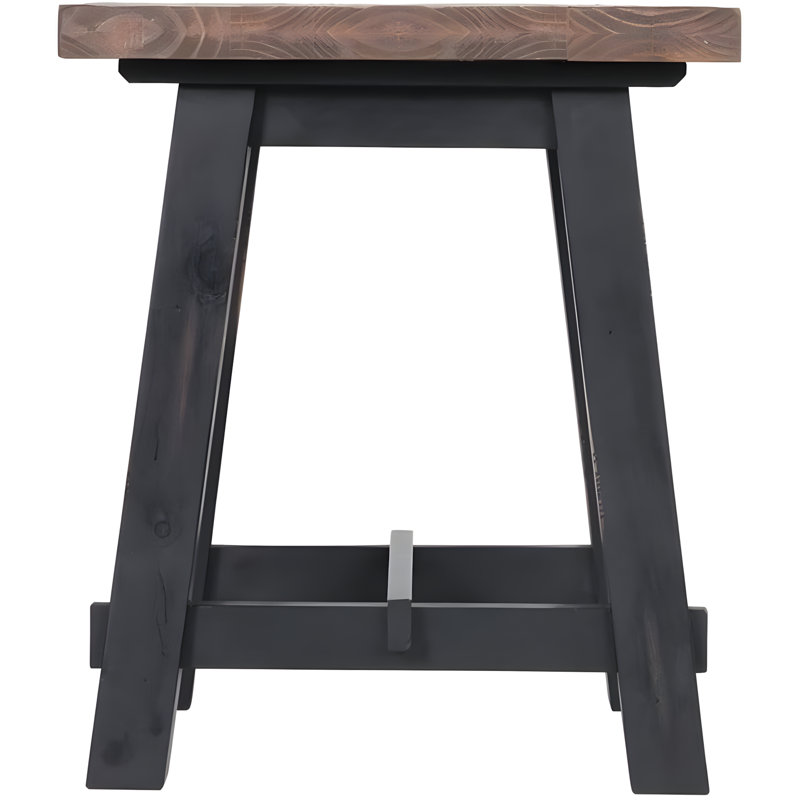 Adam 27" Natural and Black Solid Wood Side Table