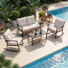 4-piece Patio Conversation Set With Rocking Chairs And Storage Coffee Table For Backyard