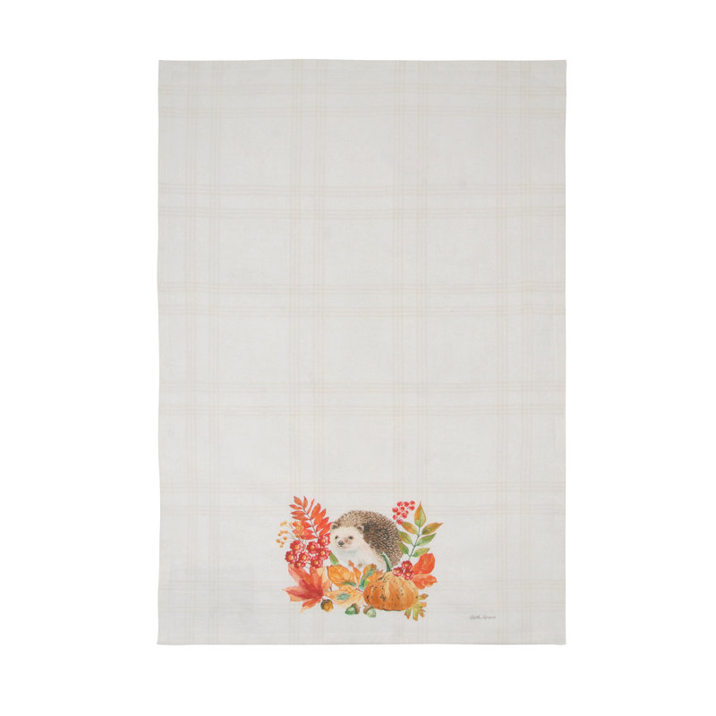 Harvest Pumpkin Hedgehog Floral Flower Leaves Cloth Dishtowel