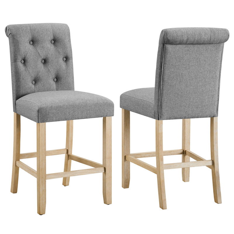 Tabourets capitonnés à hauteur de comptoir, Gris