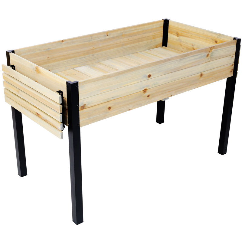 Raised Garden Bed, 29.5" H x 62.5" W x 23.6" D, Black/Natural