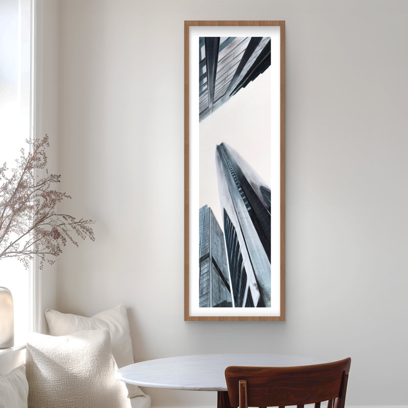 «Perspect View of Skyscraper» - villes noires, reproduction encadrée