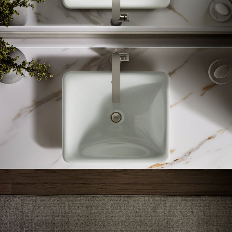 Iron Plains 6.3" Tall Metal Rectangular Bathroom Sink with Overflow, Sea Salt