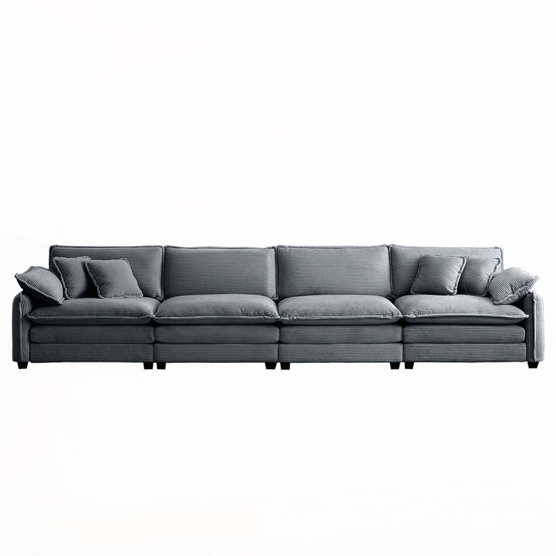 Canapé 4 places Corduroy, H 33,85 po x l 150,38 po x P 34,25 po, 4, Gris