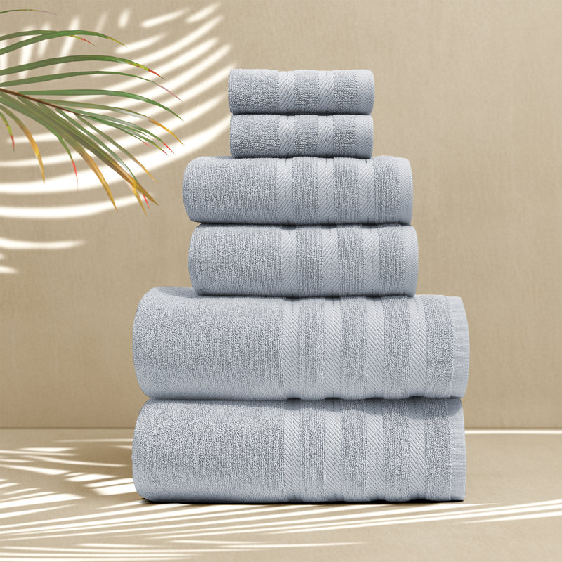  Ensemble de serviettes de bain 100% coton peigné 6 pièces - Serviettes de bain ultra douces et très absorbantes, Paquet de 6