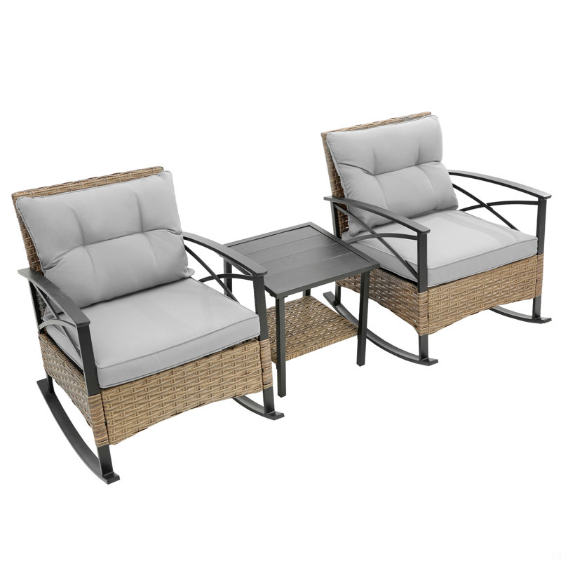 Ensemble de chaises berçantes 3 pièces, Gris