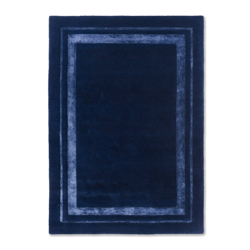 Hand-Tufted Blue Wool and Viscose Rectangular Rug 5'6" x 7'9"