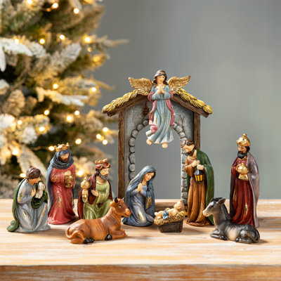 11pcs Multi-Coloured Resin Nativity Figurine Set（KD)