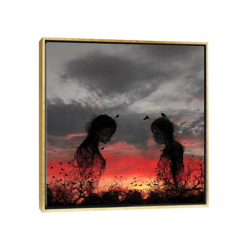 "Sunset" par Abdullah Evindar-impression d’art graphique, Pas de tapis, H 26 po x l 26 po x P 1,5 po, Toile encadrée d'or