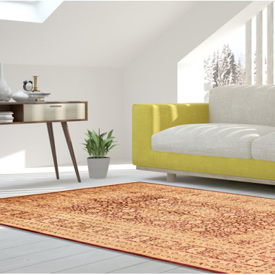 Tapis décoratif en laine noué à la main de conception unique noué à la main new age de style persan 18/20 rouge foncé 6 pi 1 po x 9 pi 6 po