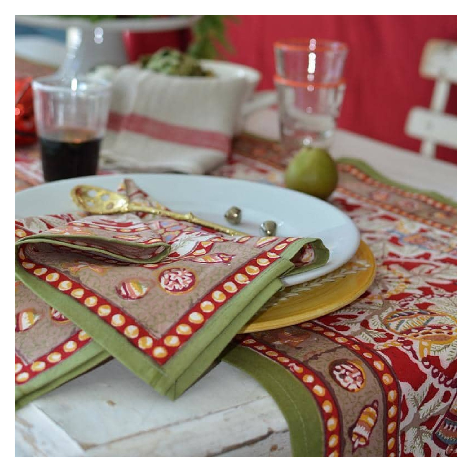 Floral Christmas Table Runnner, 72" x 16"